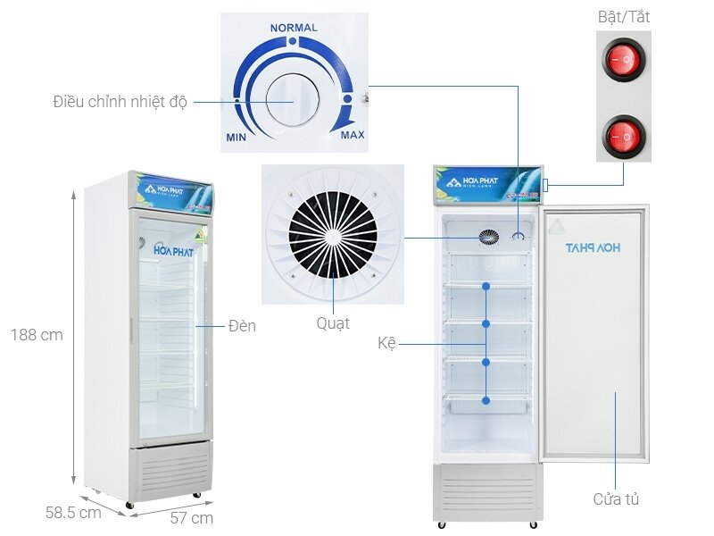 Tủ mát Hòa Phát 1 cánh 242 lít HSC 600F1R1