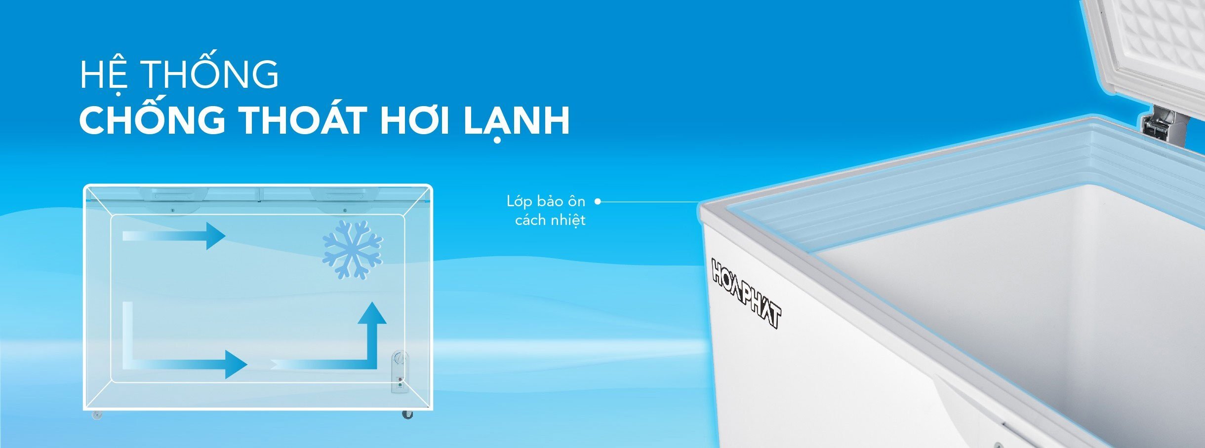 Tủ đông Hòa Phát chống thất thoát hơi lạnh Tủ đông Hòa Phát
