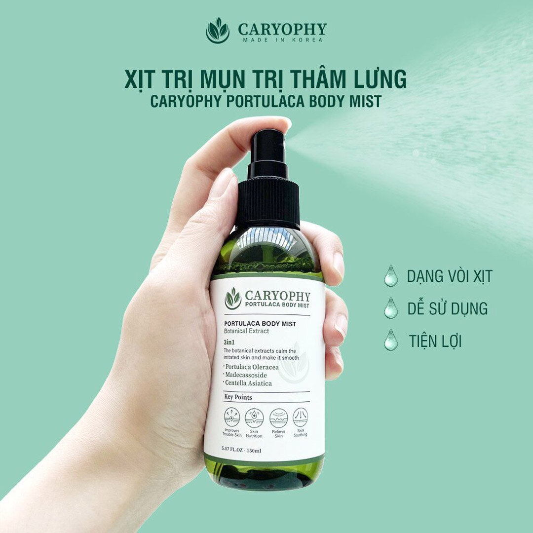 Xịt Giảm Mụn Toàn Thân Caryophy Portulaca Body Mist  dễ dàng sử dụng ở vị trí khó với tới như lưng.