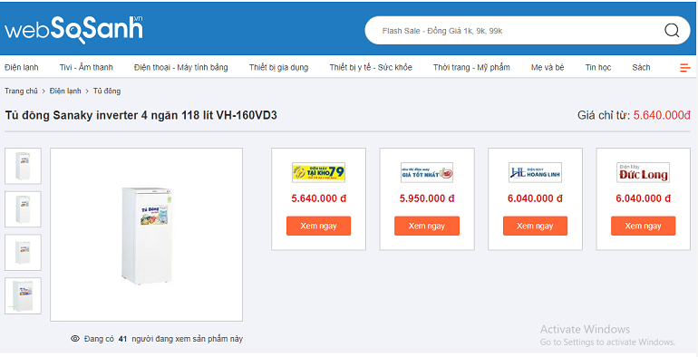 Tủ đông Sanaky inverter 4 ngăn 118 lít VH-160VD3 Tủ đông Sanaky inverter 4 ngăn 118 lít VH-160VD3