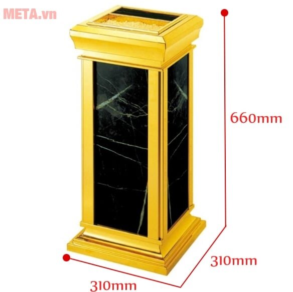 Kích thước của thùng rác đá hoa cương GEV A16 Thùng rác Inox