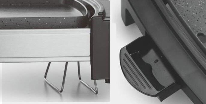 Bề mặt bếp nướng Lock&Lock EJG211BLK có giá đỡ và khay hứng dầu để sử dụng thuận tiện hơn