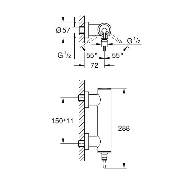Bản vẽ kỹ thuật củ sen tắm nóng lạnh Atrio GROHE 32650003