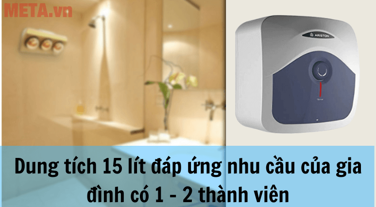 Bình nóng lạnh Ariston Blue 15R 2.5 FE có dung tích bình chứa 15 lít, phù hợp với gia đình có 1 - 2 thành viên Bình nóng lạnh Ariston Blue 15R 2.5 FE có dung tích bình chứa 15 lít, phù hợp với gia đình có 1 - 2 thành viên