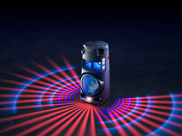 Dàn âm thanh HIFI Sony MHC-V43D//M1 SP6 còn được tích hợp đèn tiệc và đèn loa