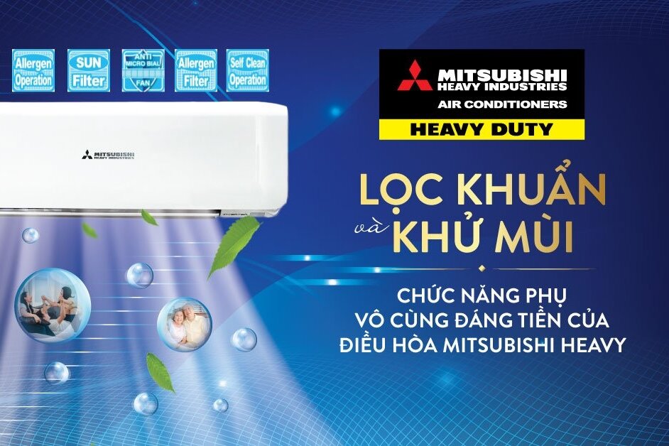 Điều hòa Mitsubishi Heavy 9000 BTU 2 chiều SRK/SRC25ZS-S5 gas R-410A
