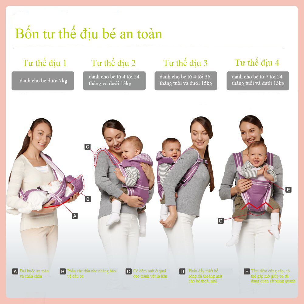  Địu trẻ em Aprica Pitta Beige 39402 (màu tím)