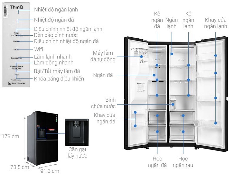 Tủ lạnh LG Inverter 635 lít GR-D257WB