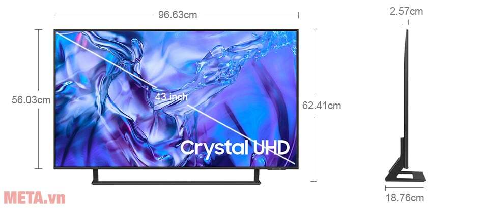 Kích thước tivi Samsung 43 inch UA43DU8500KXXV Smart tivi Samsung Crystal UHD 4K 43 inch UA43DU8500KXXV