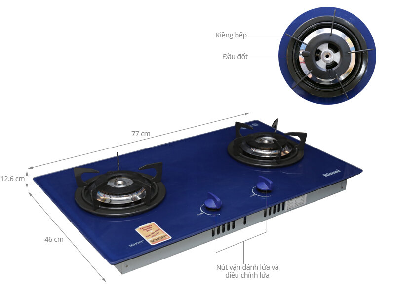 Bếp gas âm Rinnai RVB-2G-SCH(BL) Bếp gas âm Rinnai RVB-2G-SCH(BL)