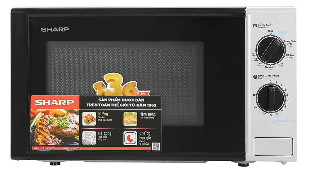 Lò vi sóng có nướng Sharp R G225VN BK 20 lít sở hữu thiết kế đơn giản Lò vi sóng có nướng Sharp R G225VN BK 20 lít sở hữu thiết kế đơn giản