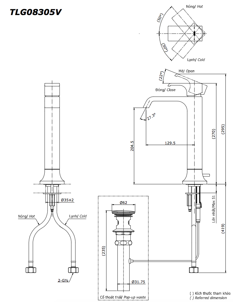 Bản vẽ kỹ thuật lavabo TOTO TLG07308V