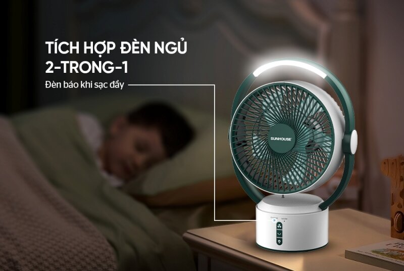 Quạt sạc Sunhouse SHD7116 Quạt sạc Sunhouse SHD7116
