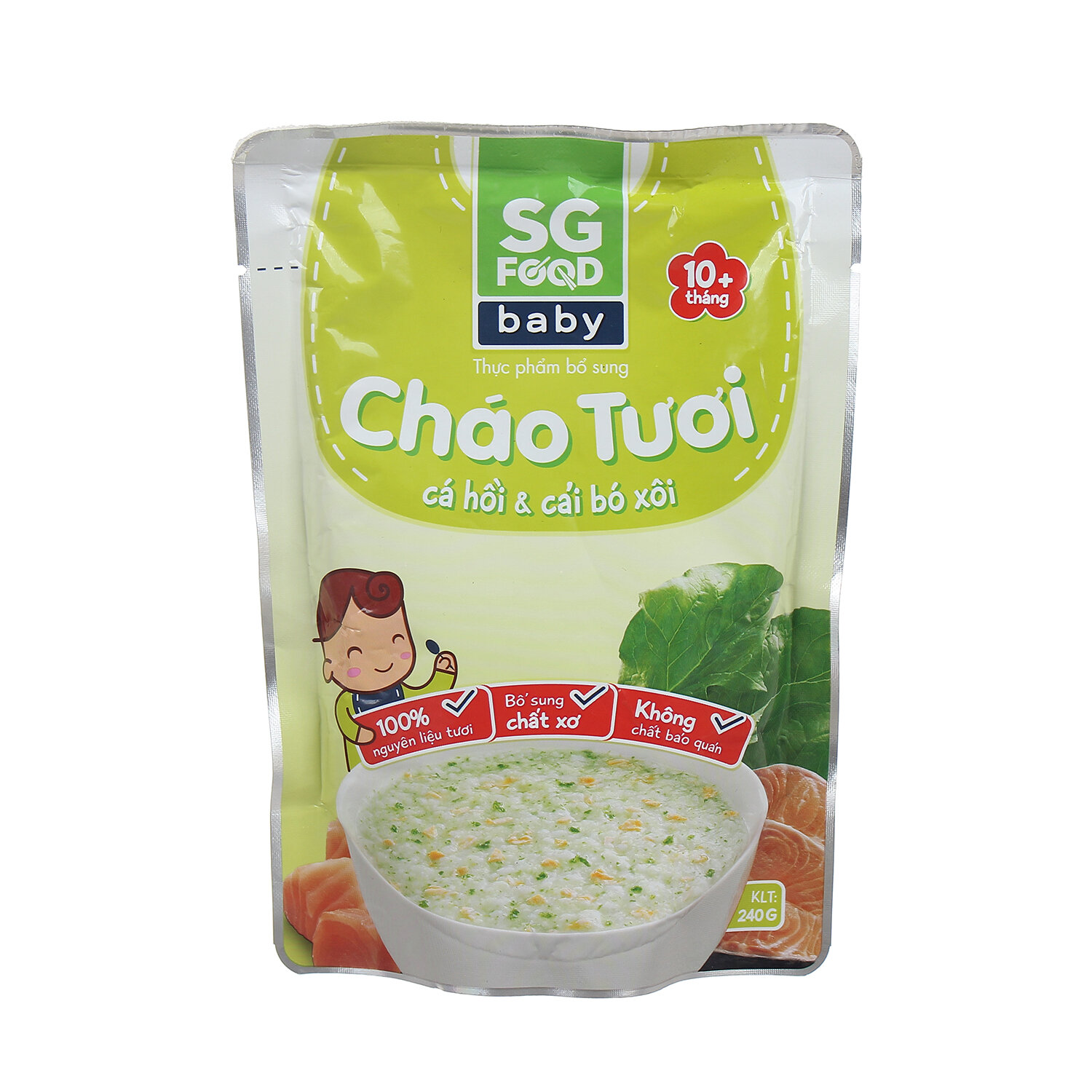  Cháo tươi Sài Gòn Food Baby vị cá hồi - cải bó xôi 10M 