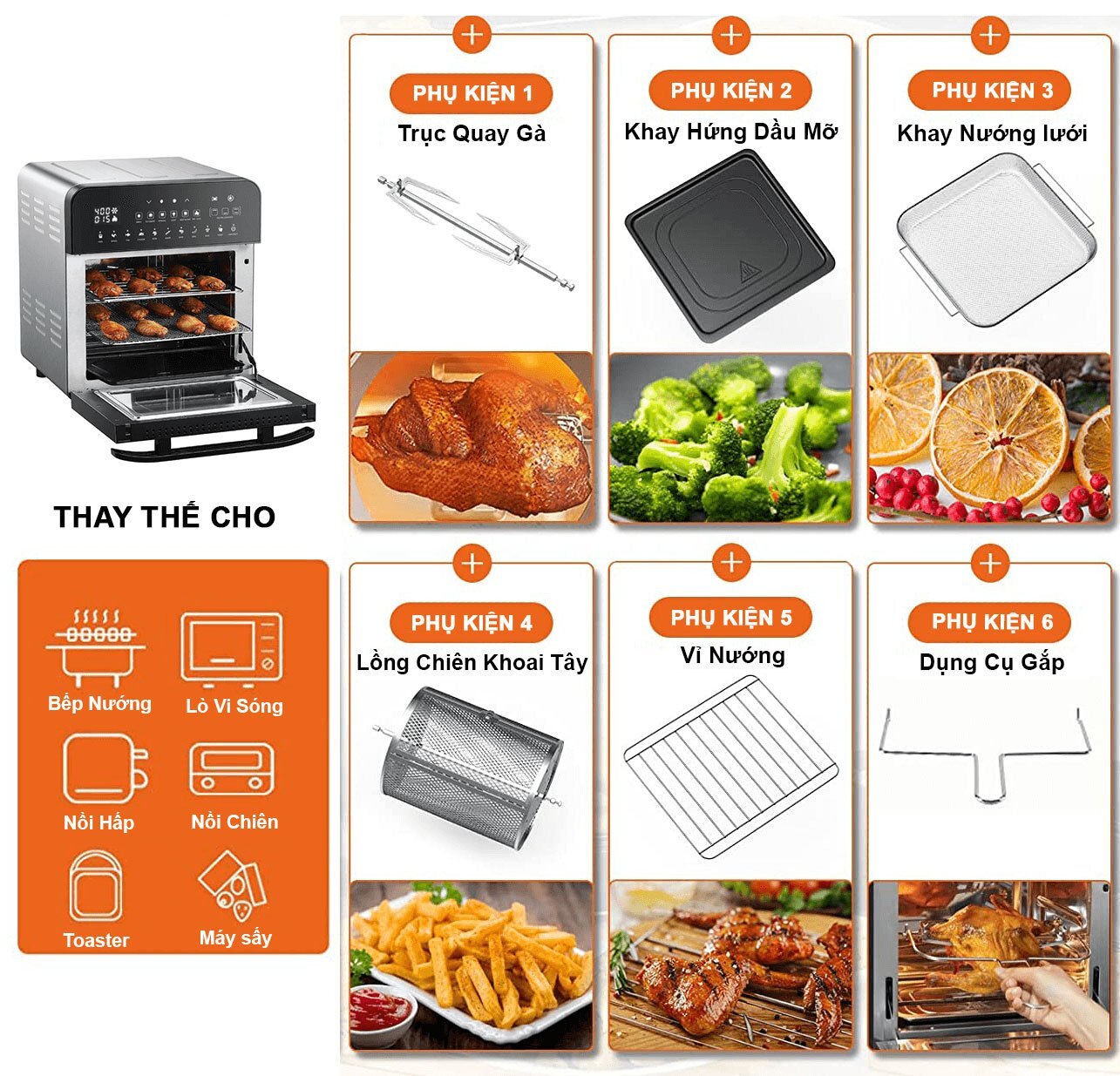 Phụ kiện nồi chiên không dầu Winci AF528T Nồi chiên không khí