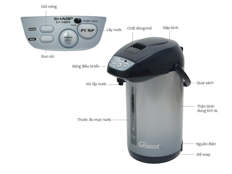 Bình thuỷ điện Sharp KP-Y40PV 4 lít