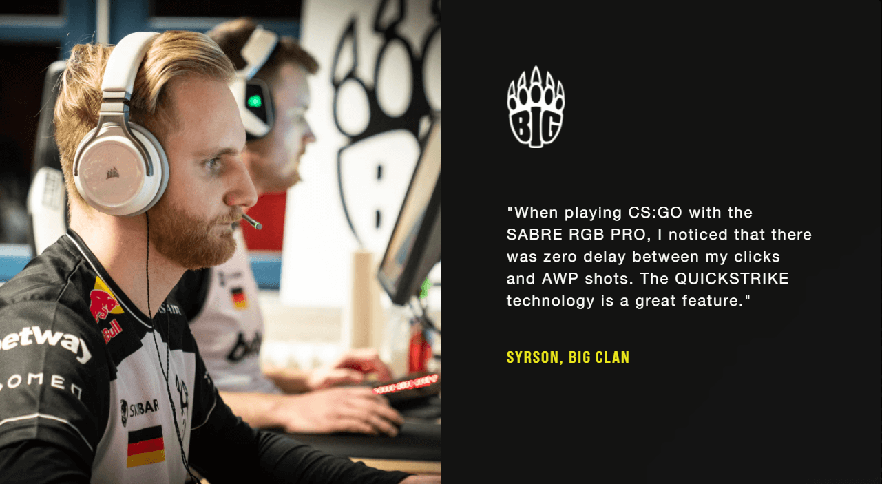 Pro player sử dụng Chuột Corsair Sabre RGB Pro (USB/RGB/PMW3392/đen) (CH-9303111-AP) 1