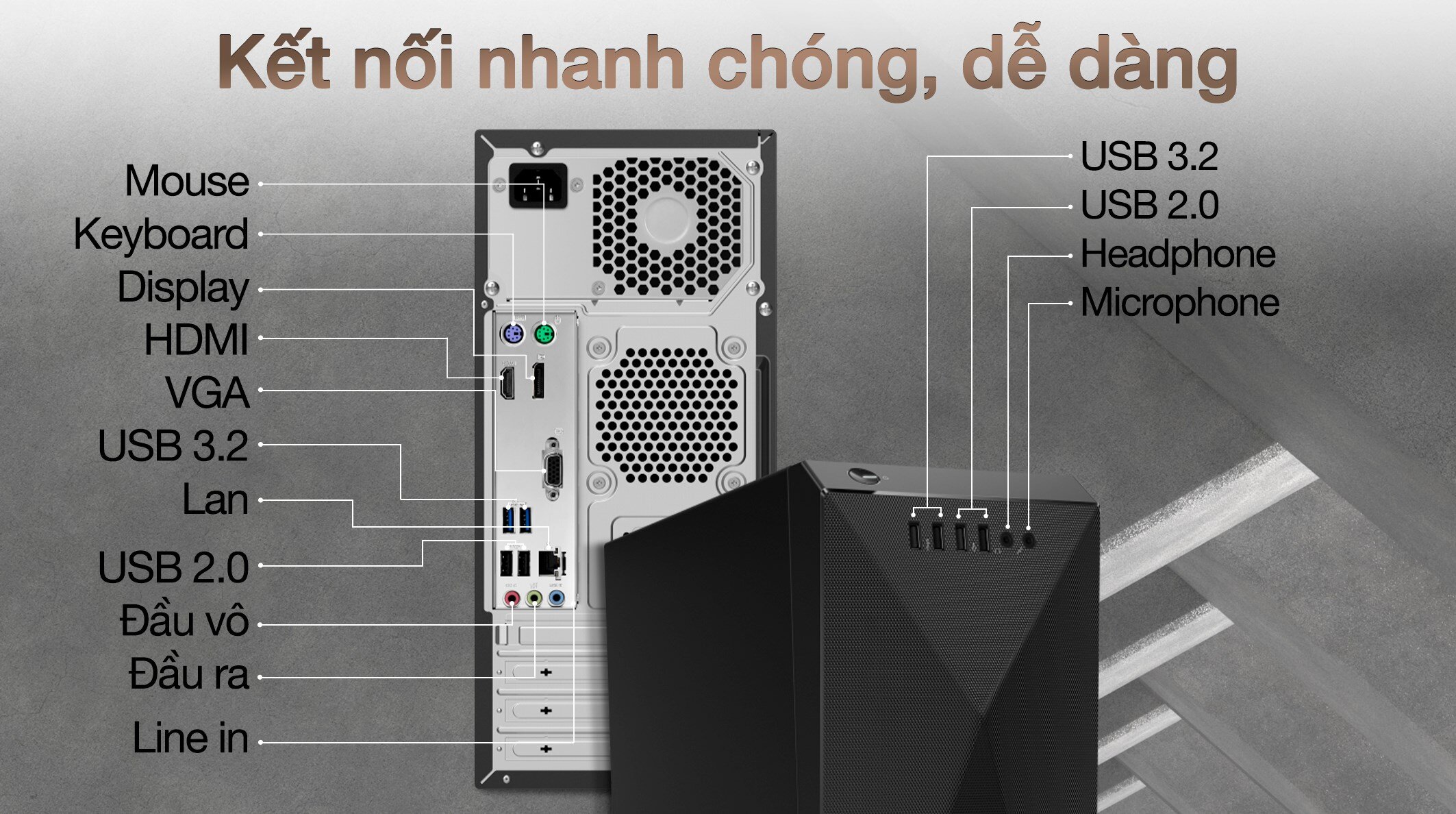 pa asus s501md với hệ thống cổng kết nối đa dạng