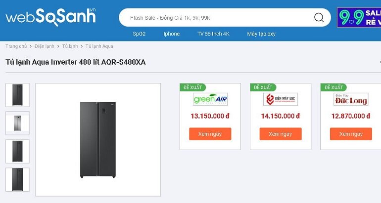 tủ lạnh Aqua AQR-S480XA (BL)