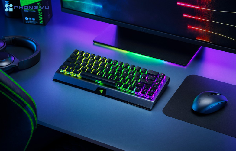 Bàn phím cơ không dây Razer BlackWidow V3 Mini HyperSpeed thiết kế nhỏ gọn