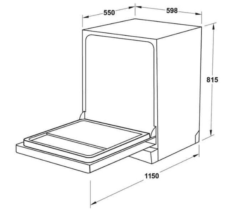 Kích thước của máy rửa chén Hafele HDW-FI60AB