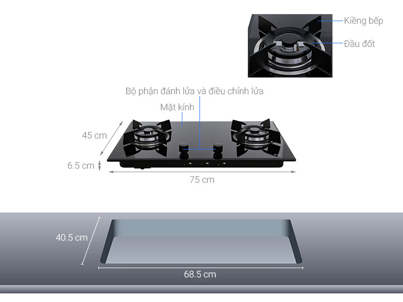 Bếp gas âm Teka GT LUX 75 2G Bếp gas âm Teka GT LUX 75 2G