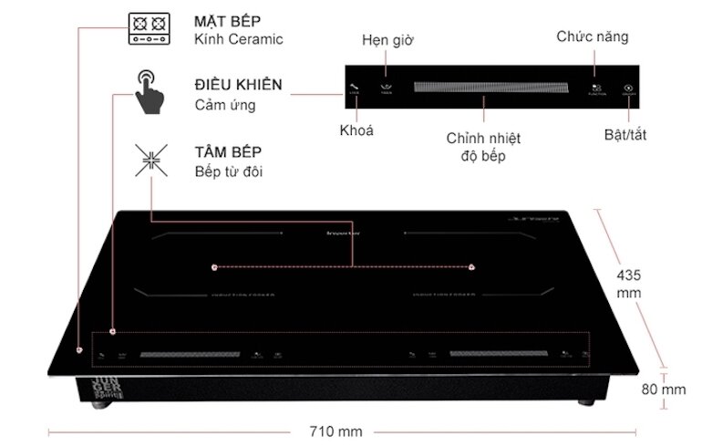 Bếp điện từ hồng ngoại Junger MTD-71 có chức năng khóa trẻ em nên rất an toàn