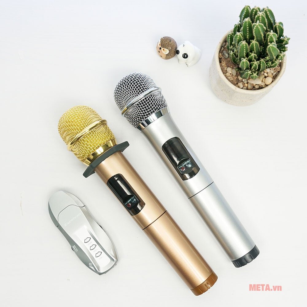 2 micro karaoke Excelvan K18U 2 màu đồng, xám