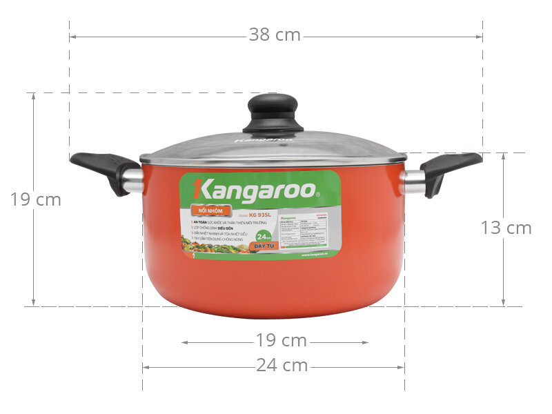 Nồi nhôm đáy từ chống dính 24 cm Kangaroo KG935L Nồi nhôm đáy từ chống dính 24 cm Kangaroo KG935L