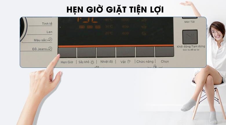 Máy giặt 9 kg Midea MFC90-D1401 Sấy 6kg Giặt nước nóng