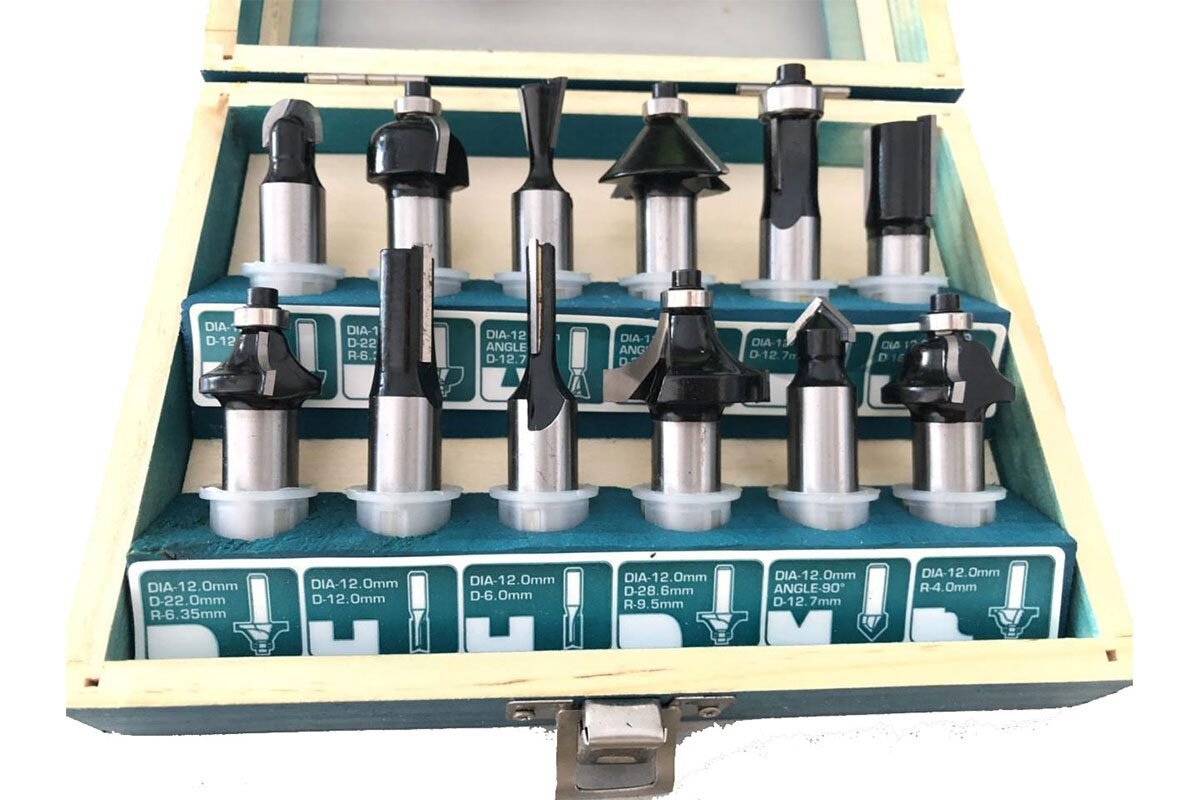 Bộ 12 mũi phay gỗ 1/4