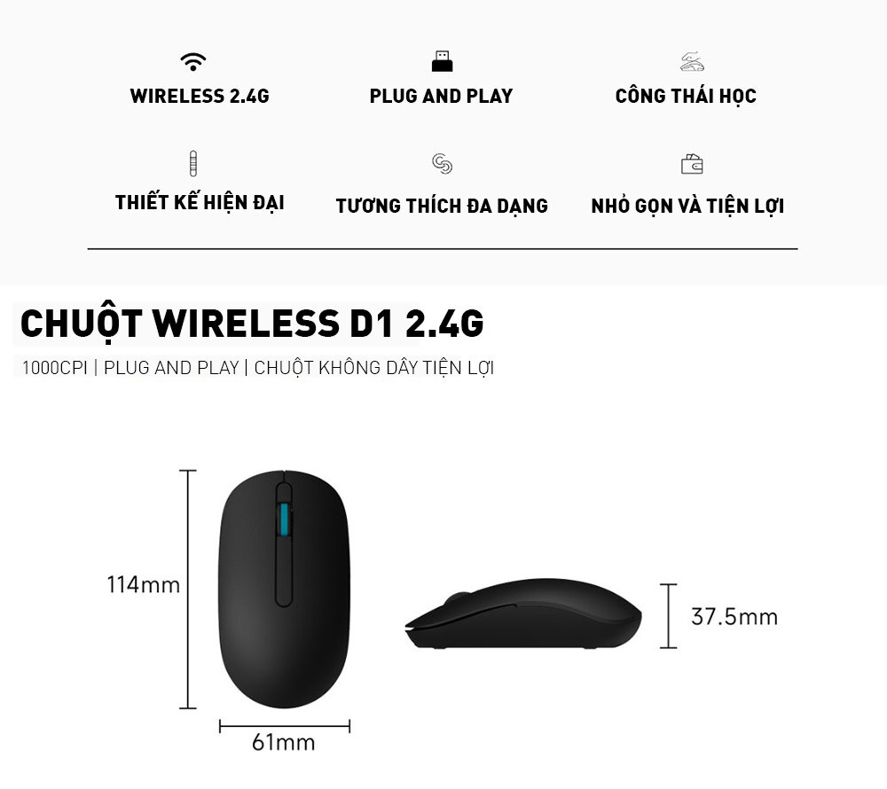 Chuột không dây AKKO MonsGeek D1 (Wireless 2.4Ghz)