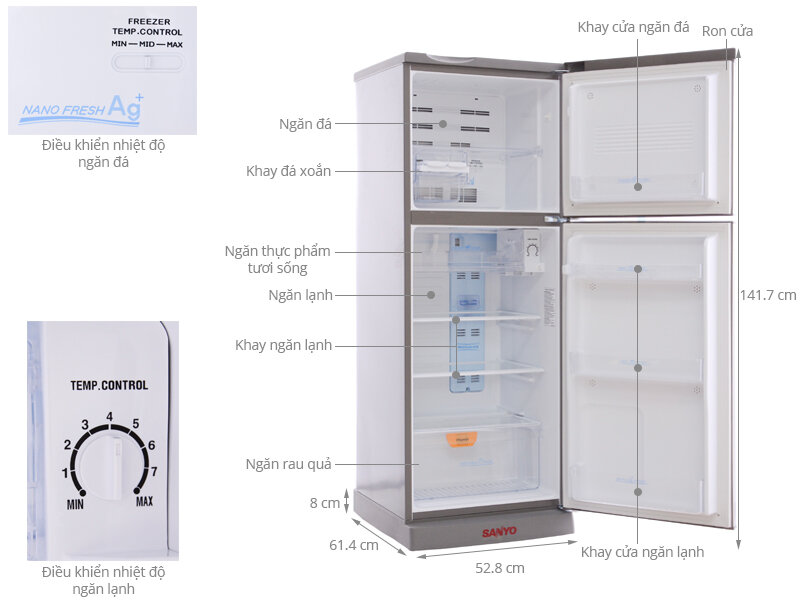 Tủ lạnh Sanyo 186 lít SR-P205PN Tủ lạnh Sanyo 186 lít SR-P205PN