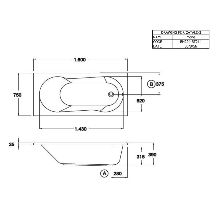 Bản vẽ kỹ thuật bồn tắm COTTO BH224D(H) / BH224PP(H) xây bệ có tay vịn