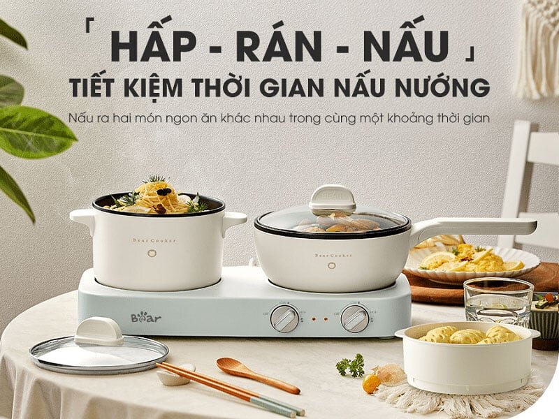 Bếp điện đôi đa năng kèm nồi chảo Bear SB-BD02N