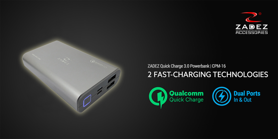 Pin sạc dự phòng Li-Polymer 10000mAh ZADEZ CPM-16 QC 3.0 Bạc