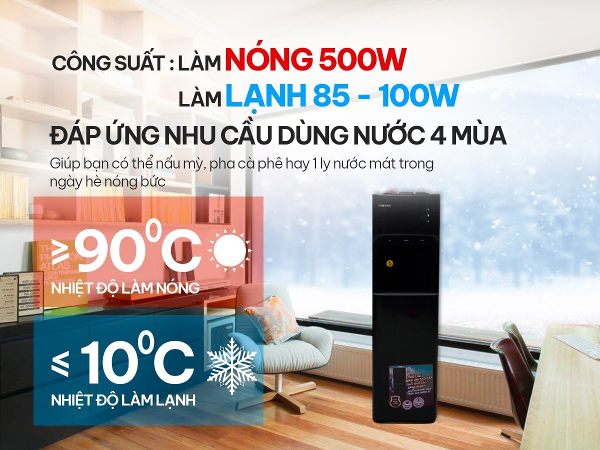 Cây nước nóng lạnh FujiHome WD606C làm nóng, làm mát nước nhanh chóng