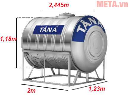 Bồn nước inox Tân Á ngang TA2500 (Ф1180) - 2500L Bồn nước inox Tân Á ngang TA2500 (Ф1180) - 2500L