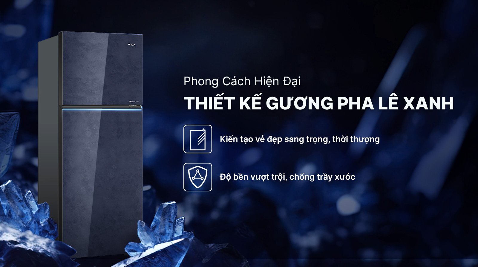 Thiết kế sang trọng, đẳng cấp Tủ lạnh Aqua Inverter 455 lít AQR-TA518FA(GL)U1