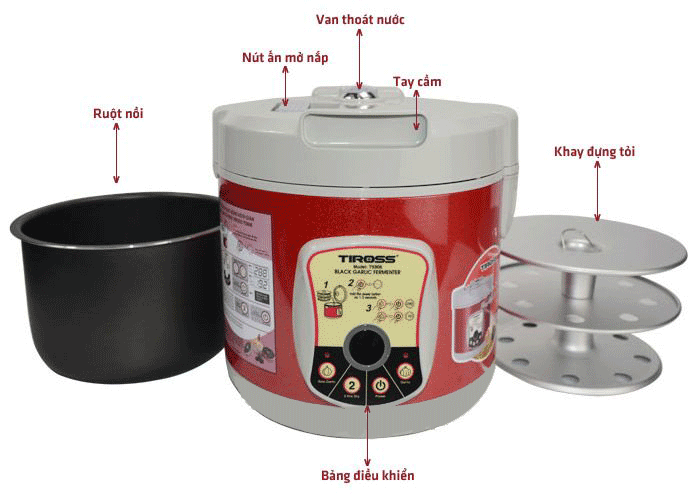 Máy làm tỏi đen TIROSS TS906, 90W (Màu đỏ mận)
