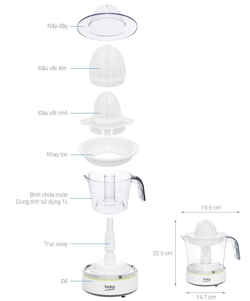 Kích thước và cấu tạo Beko CJB5103W Beko CJB5103W