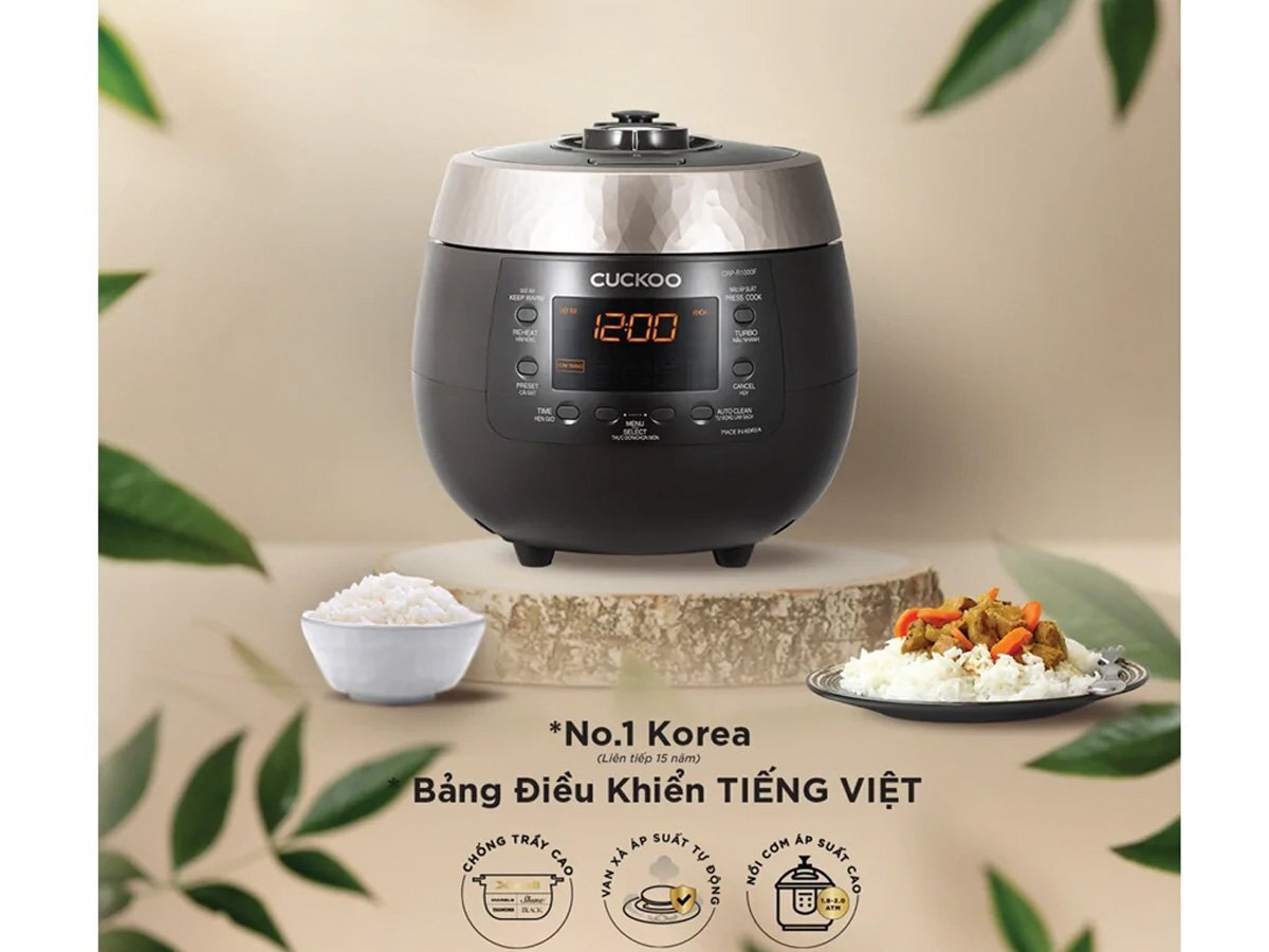 Nồi cơm điện tử áp suất Cuckoo 1.08 lít CRP-R0600F/BKGBCRVNCV Nồi cơm điện tử áp suất Cuckoo 1.08 lít CRP-R0600F/BKGBCRVNCV