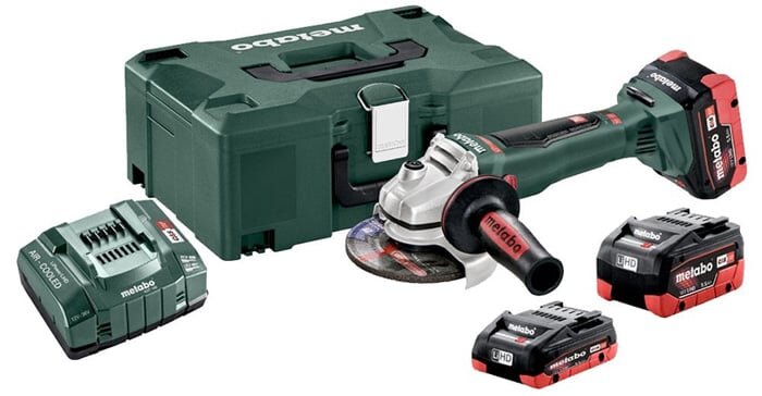 Máy mài góc Metabo WPB 18 LTX BL 125 Quick đi kèm pin, sạc tiện dụng Máy mài góc Metabo WPB 18 LTX BL 125 Quick