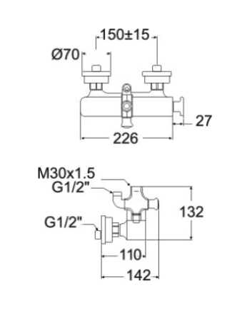 Bản vẽ kỹ thuật củ sen tắm American Standard WF-3672