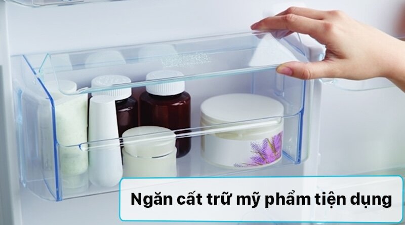 Tủ lạnh Toshiba Inverter 312 lít GR-RT400WE-PMV(06)-MG thiết kế ngăn cất trữ mỹ phẩm tiện dụng