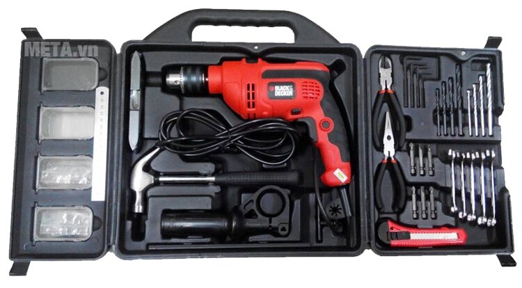 Máy khoan 550W kèm 49 phụ kiện Black Máy khoan 550W kèm 49 phụ kiện Black