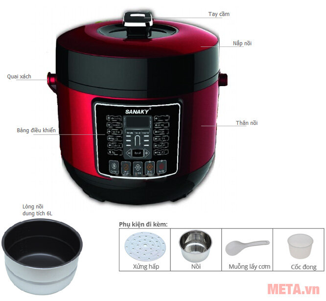 Nồi áp suất điện tử Sanaky SNK 67DT 6 lít