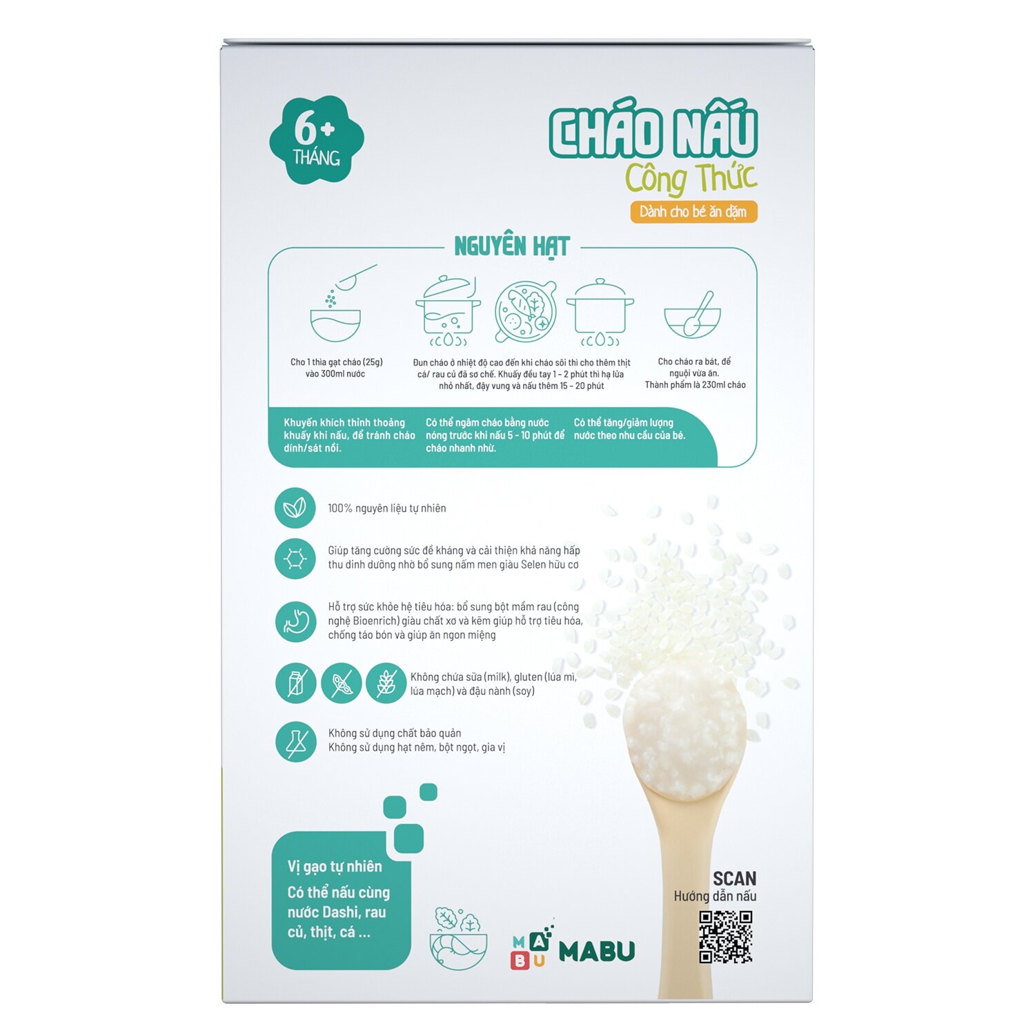 Hướng dẫn nấu cháo ăn dặm nguyên hạt Mabu 900g