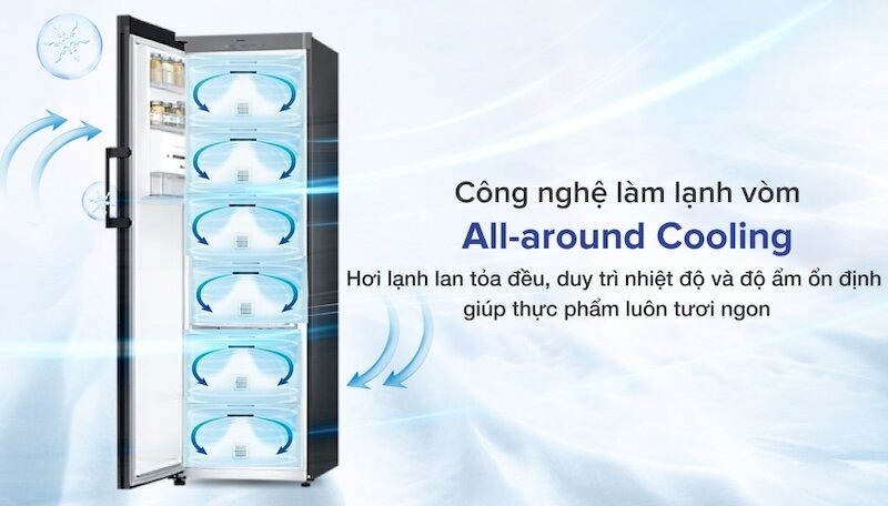 Tủ lạnh Samsung RZ32T744535/SV sử dụng công nghệ làm lạnh vòm đa chiều