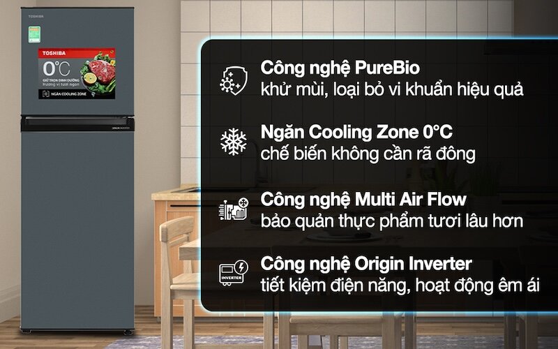 Các công nghệ hiện đại Tủ lạnh Toshiba Inverter 233 lít GR-RT303WE-PMV(52) (Ảnh: Toshiba).